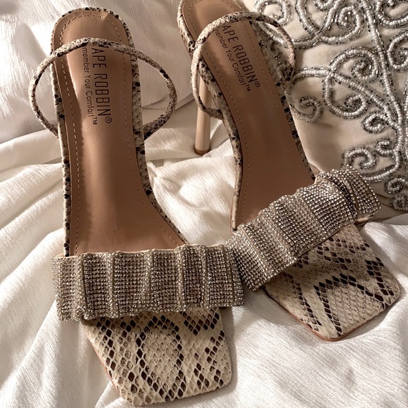 Cape Robbin Shoes - Cape Robbin Kessica Snake High Heel Open Toe Strap Rhinestone Pump Sandal 8.5